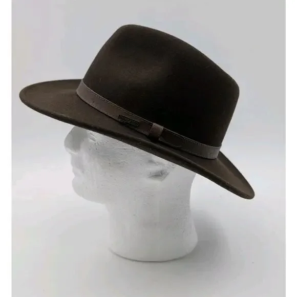 Pendleton Wool Felt Safari Fedora Hat Brown Leather Band Outback Style Medium...